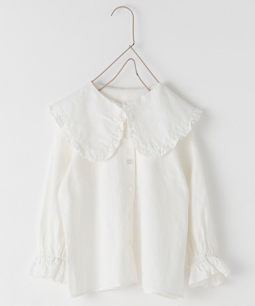 LOWRYS FARM（ローリーズファーム）の「リネンフリルカラーブラウス　958444（シャツ/ブラウス・キッズ・ブラック/ブラウン/オフホワイト・110cm/120cm/130cm）」の2枚目の写真