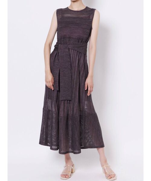 LAGUNAMOON(ラグナムーン)の「ウエストマークメッシュニットワンピース(ワンピース・レディース・ベージュ/パープル・FREE)」の3枚目の写真