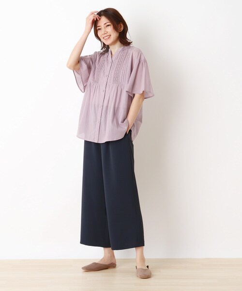 SHOO・LA・RUE(シューラルー)の「◆【INDIA】胸切替ピンタックレースブラウス(シャツ/ブラウス・レディース・サンドベージュ/ブラック/ホワイト系/ライトパープル・04/05/03/02)」の10枚目の写真