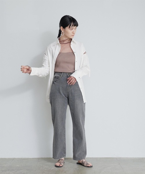 miette（ミエット）の「ｽﾘｯﾄｽﾘｰﾌﾞﾃﾞｻﾞｲﾝｼｬﾂ（シャツ/ブラウス・レディース・オフホワイト/ブラック・FREE）」の9枚目の写真