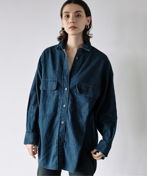 YANUK（ヤヌーク）の「【YANUK】C.P.Oシャツ/INDIGO/別注（シャツ/ブラウス・レディース・インディゴブルー・FREE）」の4枚目の写真