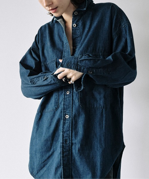 YANUK（ヤヌーク）の「【YANUK】C.P.Oシャツ/INDIGO/別注（シャツ/ブラウス・レディース・インディゴブルー・FREE）」の2枚目の写真