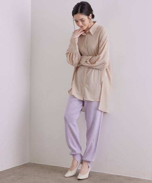 SALON adam et rope'（サロン アダム エ ロペ）の「裾スリットジョガーパンツ［MEDI Veil］【抗菌・消臭・UVケア】（その他パンツ・レディース・チャコールグレー/ベージュ/パープル・FREE）」の12枚目の写真