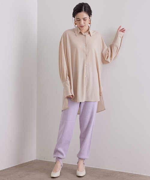 SALON adam et rope'（サロン アダム エ ロペ）の「裾スリットジョガーパンツ［MEDI Veil］【抗菌・消臭・UVケア】（その他パンツ・レディース・チャコールグレー/ベージュ/パープル・FREE）」の8枚目の写真