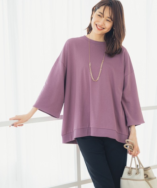 GLOBAL WORK（グローバルワーク）の「キレイ見えサラサラドルマン8分袖/958088（Tシャツ/カットソー・レディース・ブラック/ブルー/グレー系その他/フューシャピンク・FREE）」の4枚目の写真