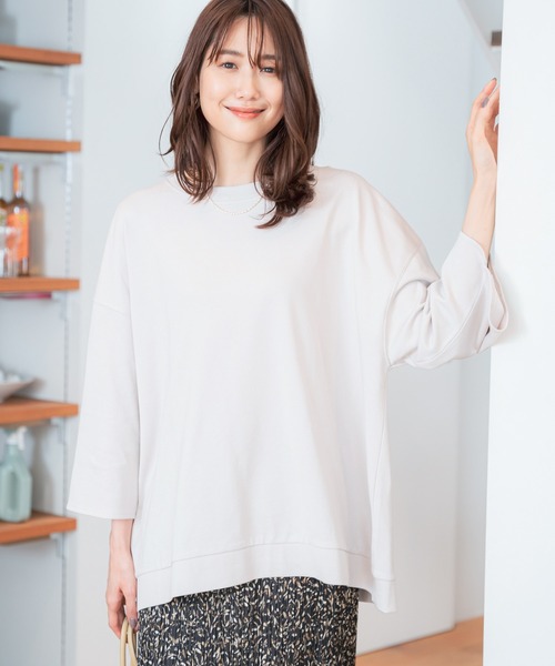 GLOBAL WORK（グローバルワーク）の「キレイ見えサラサラドルマン8分袖/958088（Tシャツ/カットソー・レディース・ブラック/ブルー/グレー系その他/フューシャピンク・FREE）」の5枚目の写真