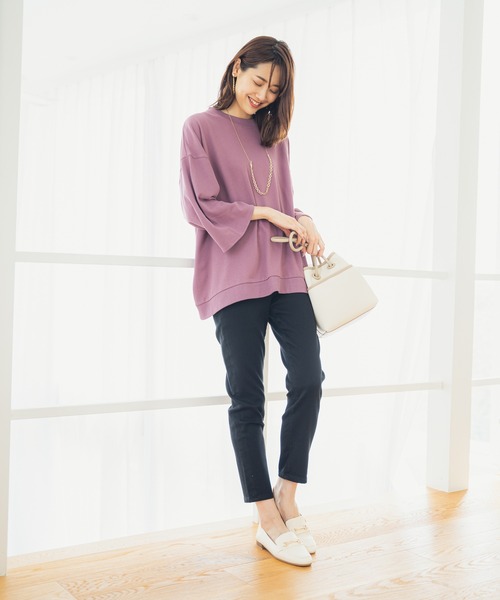 GLOBAL WORK（グローバルワーク）の「キレイ見えサラサラドルマン8分袖/958088（Tシャツ/カットソー・レディース・ブラック/ブルー/グレー系その他/フューシャピンク・FREE）」の19枚目の写真