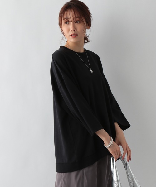 GLOBAL WORK（グローバルワーク）の「キレイ見えサラサラドルマン8分袖/958088（Tシャツ/カットソー・レディース・ブラック/ブルー/グレー系その他/フューシャピンク・FREE）」の6枚目の写真