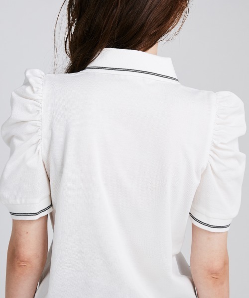 DOUBLE STANDARD CLOTHING(ダブルスタンダードクロージング)の「パフスリーブポロシャツ(ポロシャツ・レディース・ブラック/オフホワイト・38/36)」の7枚目の写真