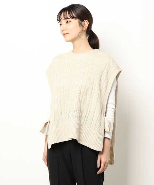 Samansa Mos2 blue（サマンサモスモスブルー）の「メランジニットベスト（ベスト・レディース・ブラウン/グレー/キナリ・ﾌﾘ-）」の7枚目の写真