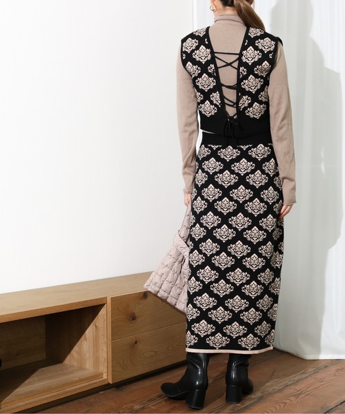 Per sist ence(パーシエンス)の「Per sist ence/パーシエンス ダブルジャガード ニットビスチェ(ベスト・レディース・チャコールグレー/ブラック・FREE)」の10枚目の写真