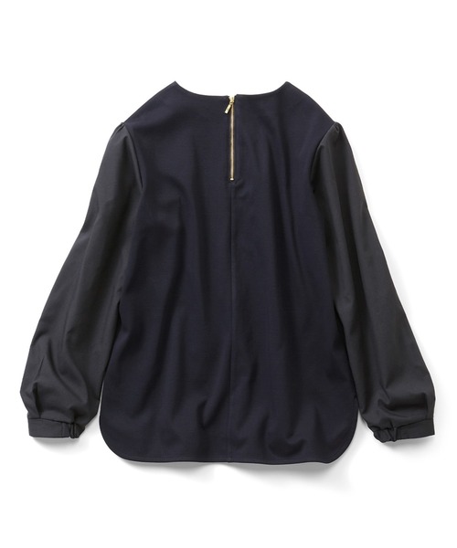 IEDIT（イディット）の「きちんとシャツ見えしてらくちん　ふんわり異素材袖の抗菌防臭カットソートップス（Tシャツ/カットソー・レディース・ブラック/アイボリー・SMALL/MEDIUM/LARGE/X-LARGE/XX-LARGE）」の13枚目の写真