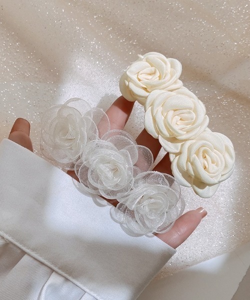 薔薇ヘアクリップ 大made in France セール】ローズヘアクリップ（バレッタ/ヘアクリップ）｜LAC