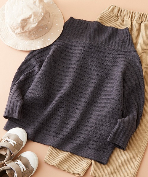 SHISKY（シスキー）の「SHISKY / シスキー リブ編み ルーズシルエット ドルマンスリーブ セーター キッズ（ニット/セーター・キッズ・チャコール/ブラック/ブラウン/モカ・110/140/150/130/160/120）」の3枚目の写真