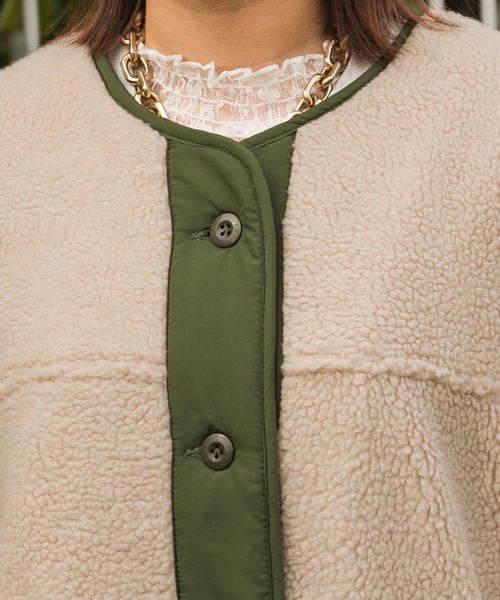 kutir（クティール）の「ロングボアコート（その他アウター・レディース・チャコールグレー/オフホワイト・FREE）」の8枚目の写真