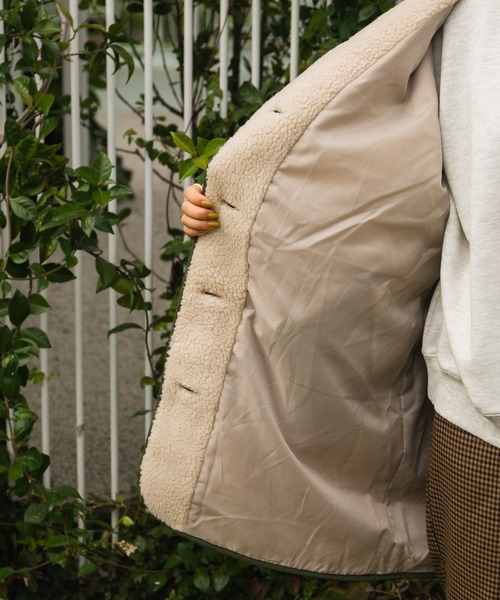 kutir（クティール）の「ロングボアコート（その他アウター・レディース・チャコールグレー/オフホワイト・FREE）」の9枚目の写真