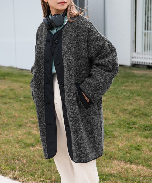 kutir（クティール）の「ロングボアコート（その他アウター・レディース・チャコールグレー/オフホワイト・FREE）」の10枚目の写真