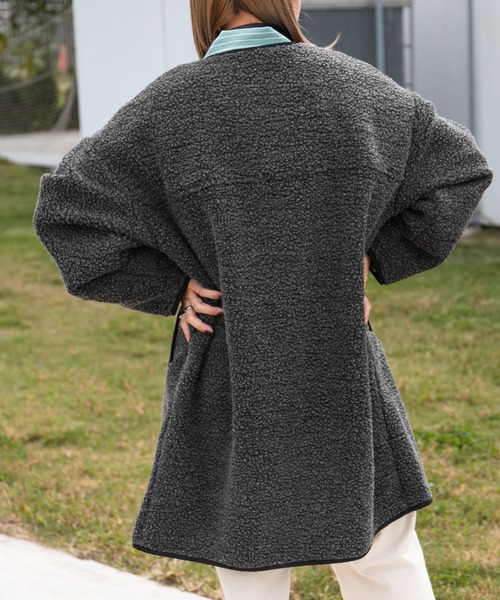 kutir（クティール）の「ロングボアコート（その他アウター・レディース・チャコールグレー/オフホワイト・FREE）」の11枚目の写真