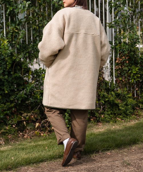 kutir（クティール）の「ロングボアコート（その他アウター・レディース・チャコールグレー/オフホワイト・FREE）」の7枚目の写真