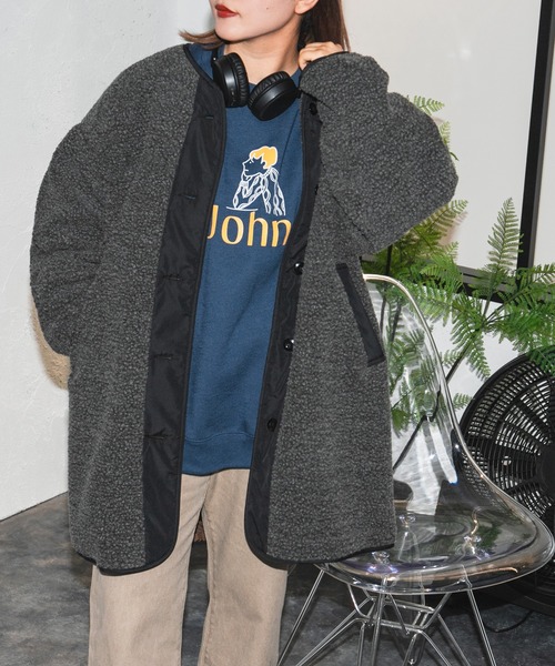 kutir（クティール）の「ロングボアコート（その他アウター・レディース・チャコールグレー/オフホワイト・FREE）」の21枚目の写真