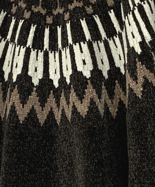 Beno（ビーノ）の「ノルディックジャガード クルーネック モールニット（ニット/セーター・メンズ・ホワイト/ブラック/ネイビー/ブラウン/ダークブルー・M/L）」の8枚目の写真