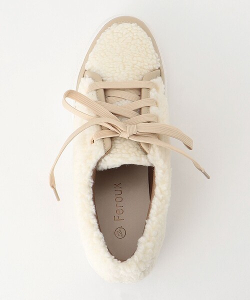 Feroux(フェルゥ)の「ボアレースアップ スニーカー(スニーカー・レディース・ベージュ系/ライトグレー系・SMALL/MEDIUM/LARGE)」の3枚目の写真