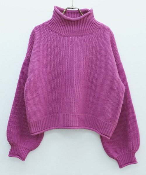 HER CLOSET(ハークローゼット)の「【shemoshelly】ショート丈ラーベンニット(ニット/セーター・レディース・パープル/アイボリー/ミント・M/S)」の10枚目の写真