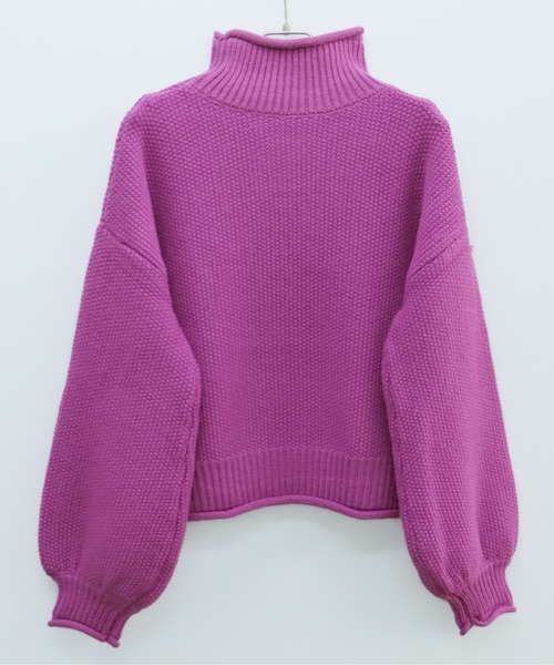 HER CLOSET(ハークローゼット)の「【shemoshelly】ショート丈ラーベンニット(ニット/セーター・レディース・パープル/アイボリー/ミント・M/S)」の9枚目の写真