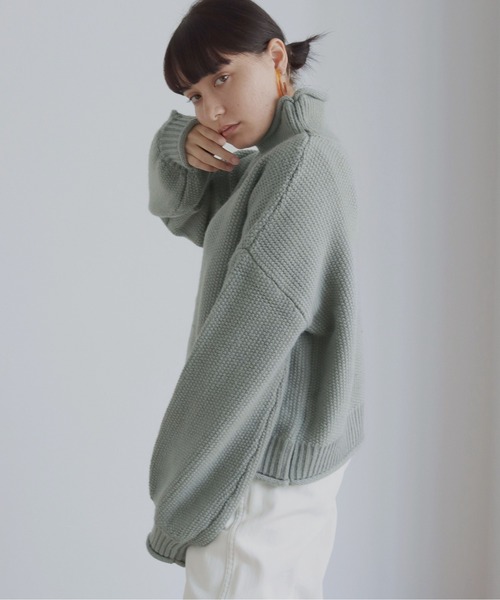 HER CLOSET(ハークローゼット)の「【shemoshelly】ショート丈ラーベンニット(ニット/セーター・レディース・パープル/アイボリー/ミント・M/S)」の19枚目の写真