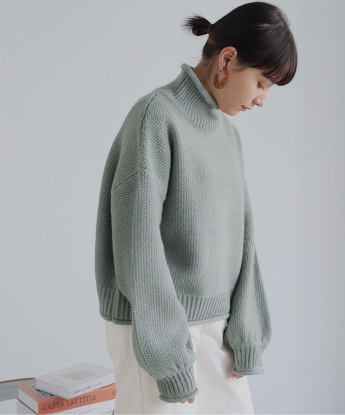 HER CLOSET(ハークローゼット)の「【shemoshelly】ショート丈ラーベンニット(ニット/セーター・レディース・パープル/アイボリー/ミント・M/S)」の17枚目の写真