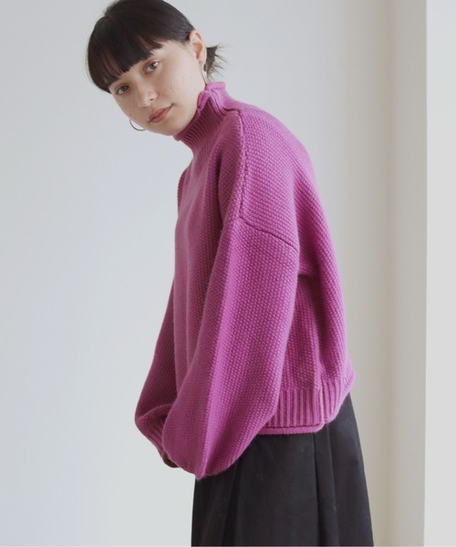 HER CLOSET(ハークローゼット)の「【shemoshelly】ショート丈ラーベンニット(ニット/セーター・レディース・パープル/アイボリー/ミント・M/S)」の14枚目の写真