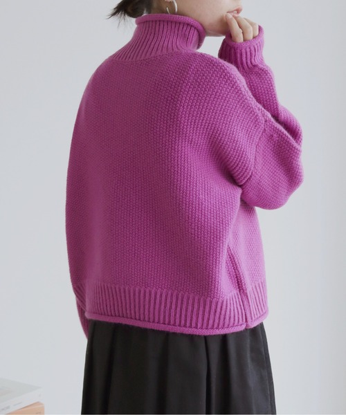 HER CLOSET(ハークローゼット)の「【shemoshelly】ショート丈ラーベンニット(ニット/セーター・レディース・パープル/アイボリー/ミント・M/S)」の13枚目の写真