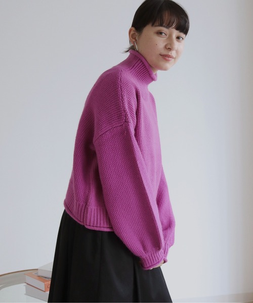 HER CLOSET(ハークローゼット)の「【shemoshelly】ショート丈ラーベンニット(ニット/セーター・レディース・パープル/アイボリー/ミント・M/S)」の12枚目の写真