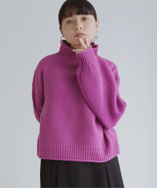 HER CLOSET(ハークローゼット)の「【shemoshelly】ショート丈ラーベンニット(ニット/セーター・レディース・パープル/アイボリー/ミント・M/S)」の15枚目の写真