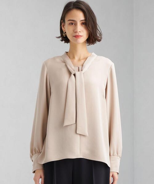 green label relaxing(グリーンレーベルリラクシング)の「P ボウタイ ブラウス(シャツ/ブラウス・レディース・ネイビー/オフホワイト/ナチュラル・FREE)」の4枚目の写真