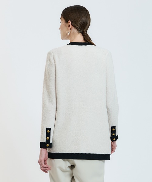 ESTNATION（エストネーション）の「ESTNATION  / ブークレニットカーディガン（カーディガン/ボレロ・レディース・ネイビー/オフホワイト・FREE）」の7枚目の写真