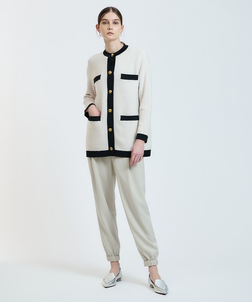 ESTNATION（エストネーション）の「ESTNATION  / ブークレニットカーディガン（カーディガン/ボレロ・レディース・ネイビー/オフホワイト・FREE）」の8枚目の写真