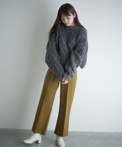 spoon store（スプーンストア）の「もちもちケーブルショート丈ニット（ニット/セーター・レディース・オレンジ/ブルー/アイボリー・フリー）」の19枚目の写真