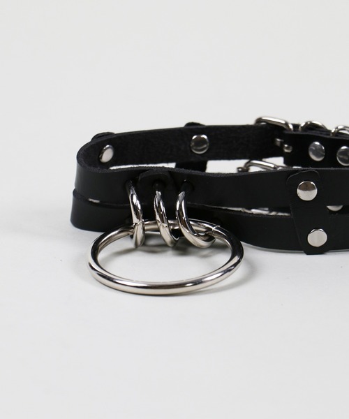 ビッグリング2連フェイクレザーチョーカー