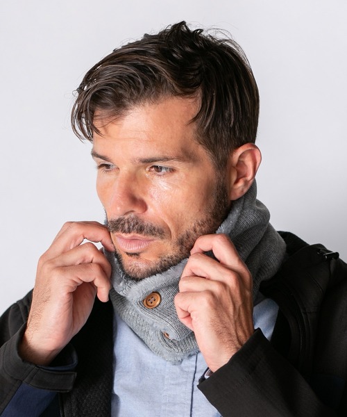 14+（イチヨンプラス）の「ボタン付きネックウォーマーWEB限定（ネックウォーマー/スヌード・メンズ・ブラック/ネイビー/グレー・FREE）」の6枚目の写真