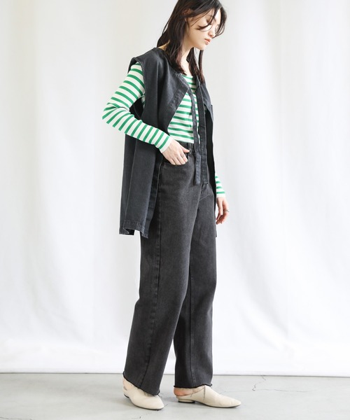 select MOCA（セレクトモカ）の「ハイウエストストレートデニム（デニムパンツ・レディース・ブラック/アイボリー/ライトインディゴブルー・FREE）」の8枚目の写真