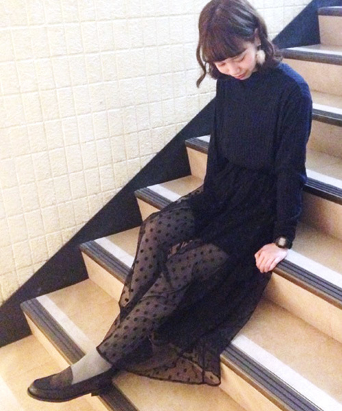 Kastane（カスタネ）の「【Kastane】ドットチュールロングスカート（スカート・レディース・ホワイト/ブラック・FREE）」の11枚目の写真