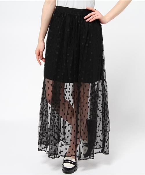 Kastane（カスタネ）の「【Kastane】ドットチュールロングスカート（スカート・レディース・ホワイト/ブラック・FREE）」の3枚目の写真