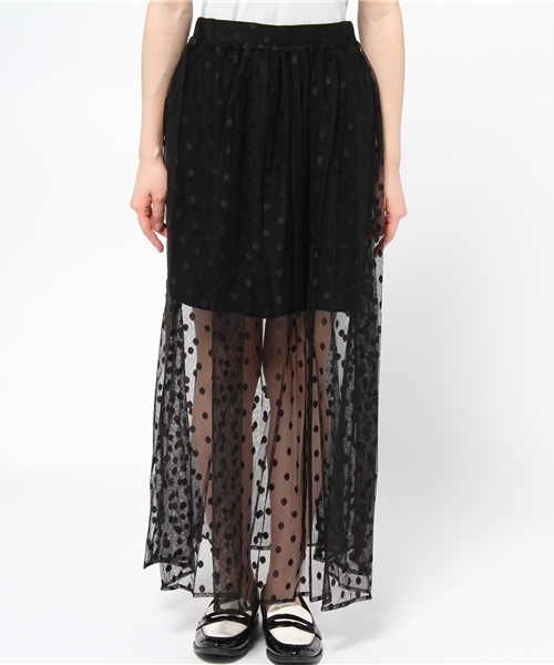 Kastane（カスタネ）の「【Kastane】ドットチュールロングスカート（スカート・レディース・ホワイト/ブラック・FREE）」の4枚目の写真