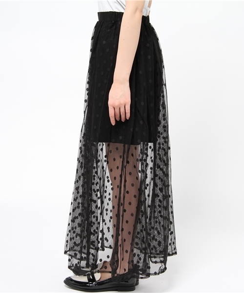 Kastane（カスタネ）の「【Kastane】ドットチュールロングスカート（スカート・レディース・ホワイト/ブラック・FREE）」の5枚目の写真