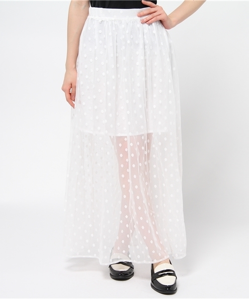 Kastane（カスタネ）の「【Kastane】ドットチュールロングスカート（スカート・レディース・ホワイト/ブラック・FREE）」の15枚目の写真