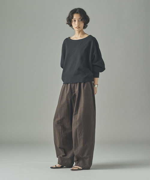 今季新品コットンリネンドロストパンツ黒 Curensology｜コットンリネンドロストパンツ | Rakuten Fashion