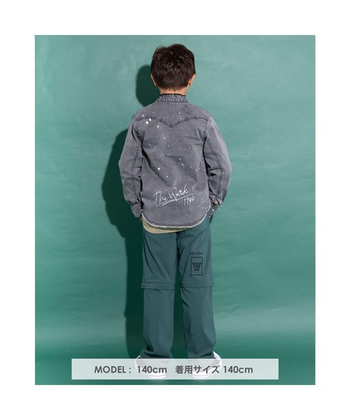 WASK（ワスク）の「WASK/ペンキ 飛ばし プリント ワイド デニム シャツ (100~160cm)（シャツ/ブラウス・キッズ・ブラック・100/130/120/150/140/110/160）」の14枚目の写真