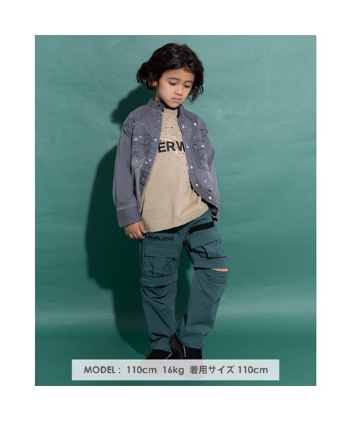 WASK（ワスク）の「WASK/ペンキ 飛ばし プリント ワイド デニム シャツ (100~160cm)（シャツ/ブラウス・キッズ・ブラック・100/130/120/150/140/110/160）」の12枚目の写真