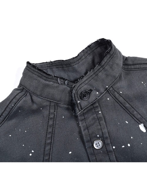 WASK（ワスク）の「WASK/ペンキ 飛ばし プリント ワイド デニム シャツ (100~160cm)（シャツ/ブラウス・キッズ・ブラック・100/130/120/150/140/110/160）」の11枚目の写真